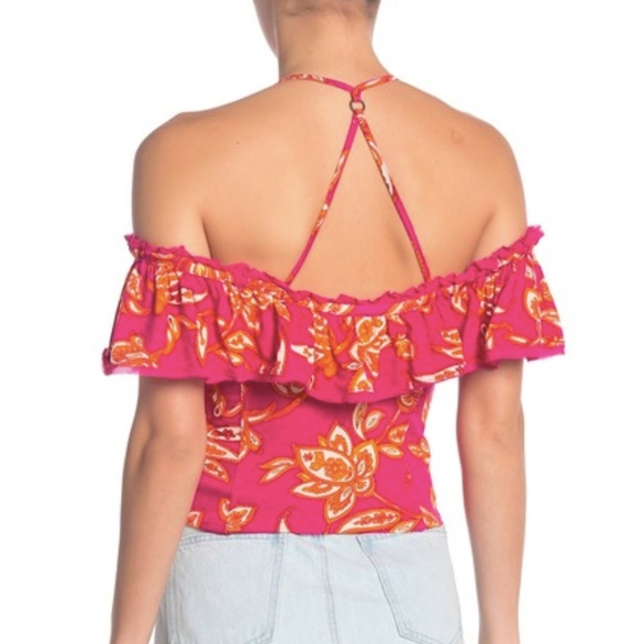 Free People NWT Cha Cha Cold Shoulder  Raspberry - Picture 2 of 5